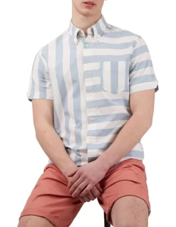 Ben Sherman Patchwork Candy Stripe Short Sleeve Shirt In White/Blue 13 Ben Sherman Patchwork Candy Stripe Short Sleeve Shirt In White/Blue -Men Clothing Store 928393390 6 720x928