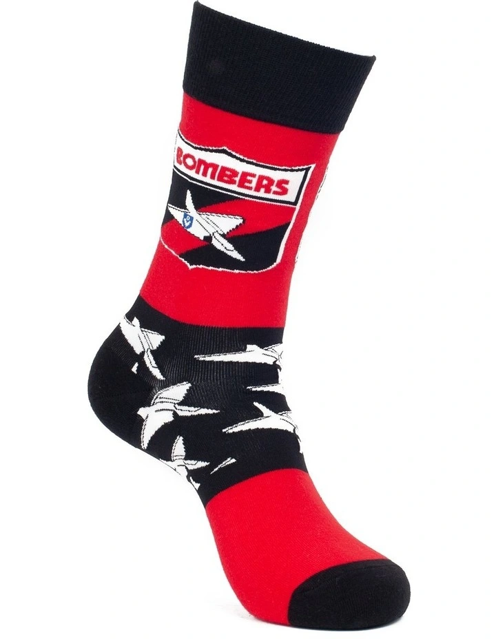 Essendon Heritage Stripe 2 Pack Cotton Socks In Red/Black 4 Essendon Heritage Stripe 2 Pack Cotton Socks In Red/Black - Image 2