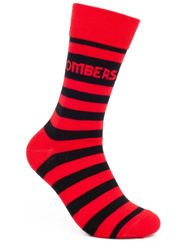 Essendon Heritage Stripe 2 Pack Cotton Socks In Red/Black 5 Essendon Heritage Stripe 2 Pack Cotton Socks In Red/Black - Image 3