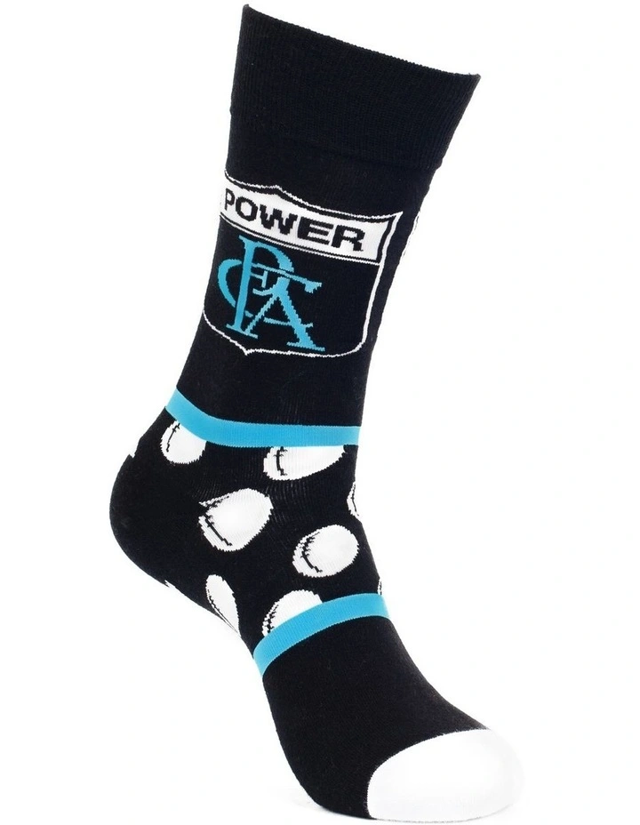 Port Adelaide Heritage Stripe 2 Pack Cotton Socks In Teal/Black 4 Port Adelaide Heritage Stripe 2 Pack Cotton Socks In Teal/Black - Image 2