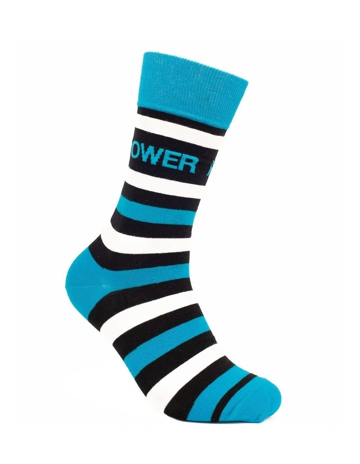 Port Adelaide Heritage Stripe 2 Pack Cotton Socks In Teal/Black 5 Port Adelaide Heritage Stripe 2 Pack Cotton Socks In Teal/Black - Image 3