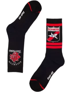 Essendon Bombers Heritage Sneaker Socks 2 Pack Cotton In Red/Black