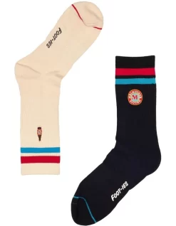 Melbourne Bitter Sneaker Socks 2 Pack In Cream/Black
