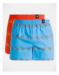 Softwash Woven Boxers Safari Animals 2 Pack In Assorted