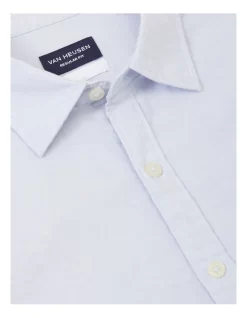 Van Heusen Nevertuck Long Sleeve Linen Shirt In Blue -Men Clothing Store 930219310 4 720x928