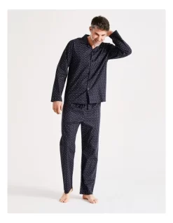 Long Sleeve Poplin Softwash Pj Set In Classic Neat Navy -Men Clothing Store 932970880 3 720x928