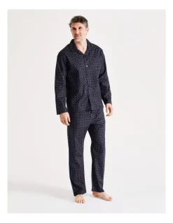 Long Sleeve Poplin Softwash Pj Set In Classic Neat Navy -Men Clothing Store 932970880 5 720x928