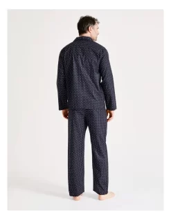 Long Sleeve Poplin Softwash Pj Set In Classic Neat Navy -Men Clothing Store 932970880 6 720x928