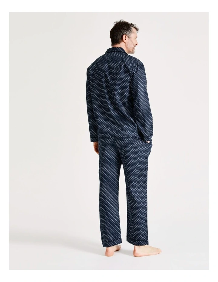Long Sleeve Sateen PJ Set In Navy Diamond 7 Long Sleeve Sateen PJ Set In Navy Diamond - Image 5