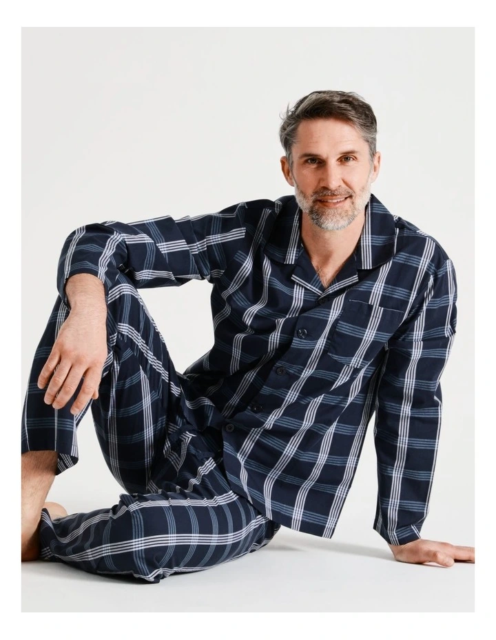 Long Sleeve Poplin Softwash PJ Set In Classic Check Navy 3 Long Sleeve Poplin Softwash PJ Set In Classic Check Navy
