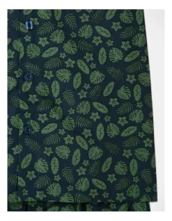 Short Sleeve Softwash Poplin PJ Set In Tropical Leaves -Men Clothing Store 934047280 4 720x928