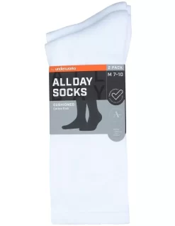 Fine Cotton Cushion Foot Socks 2 Pack In White