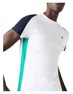 Lacoste Technical Poly T-Shirt In White/Navy -Men Clothing Store 937863010 4 720x928