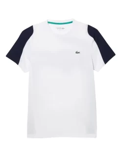 Lacoste Technical Poly T-Shirt In White/Navy -Men Clothing Store 937863010 7 720x928