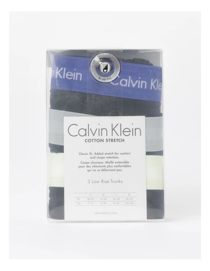 Calvin Klein Cotton Stretch Low Rise Trunks 3 Pack In Multi 4 Calvin Klein Cotton Stretch Low Rise Trunks 3 Pack In Multi - Image 2