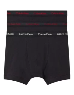Calvin Klein Cotton Stretch Trunks 3 Pack In Black