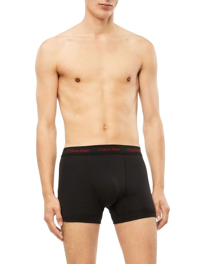 Calvin Klein Cotton Stretch Trunks 3 Pack In Black 6 Calvin Klein Cotton Stretch Trunks 3 Pack In Black - Image 4