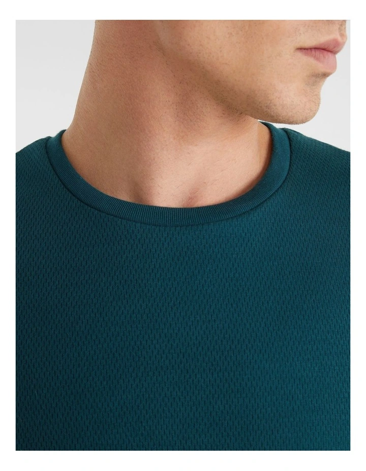 Mesh Textured Tee In Teal 5 Mesh Textured Tee In Teal - Image 3