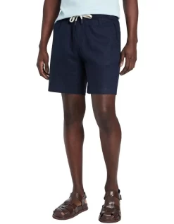 Beams Linen Short In Navy