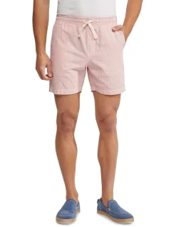 Oxford Toby Striped Shorts In Red