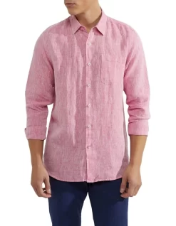 Men Clothing Store 5 Oxford Holloway Pure Linen Shirt In Pink
