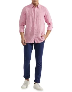 Oxford Holloway Pure Linen Shirt In Pink -Men Clothing Store 948738610 5 720x928