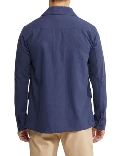 Oxford Alister Linen Cotton Overshirt In Navy 10 Oxford Alister Linen Cotton Overshirt In Navy -Men Clothing Store 948739330 3 720x928