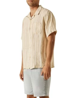 Kole Linen Shirt In Ochre Stripe -Men Clothing Store 950262040 3 720x928
