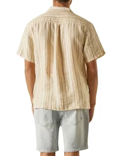 Kole Linen Shirt In Ochre Stripe -Men Clothing Store 950262040 4 720x928