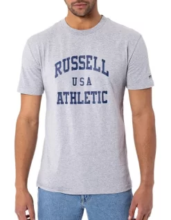 Russell Athletic Team Arch Tee In Grey Marle