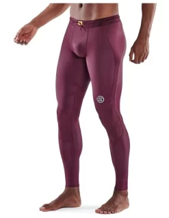 SKINS Series 3 Long Tights In Burgundy