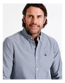 Harris Long Sleeve Stripe Shirt In Navy -Men Clothing Store 956984320 3 720x928