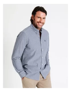 Harris Long Sleeve Stripe Shirt In Navy -Men Clothing Store 956984320 4 720x928