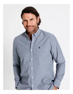 Harris Long Sleeve Stripe Shirt In Navy -Men Clothing Store 956984320 5 720x928