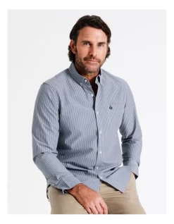 Harris Long Sleeve Stripe Shirt In Navy -Men Clothing Store 956984320 7 720x928