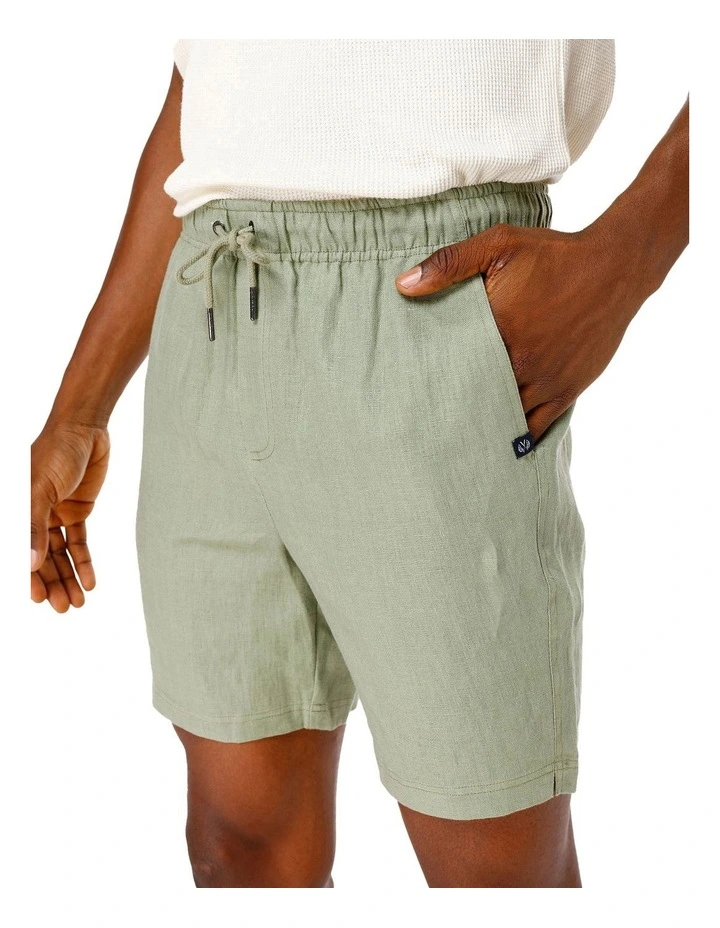 Linen Shorts In Olive 2 Linen Shorts In Olive