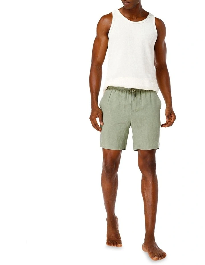Linen Shorts In Olive 4 Linen Shorts In Olive - Image 3