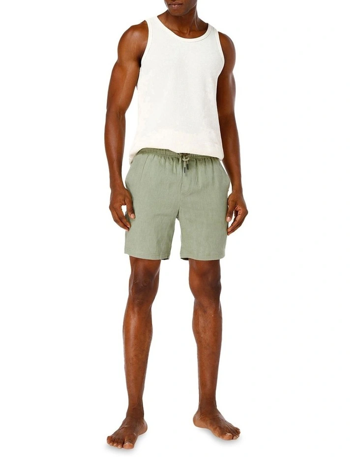 Linen Shorts In Olive 5 Linen Shorts In Olive - Image 4