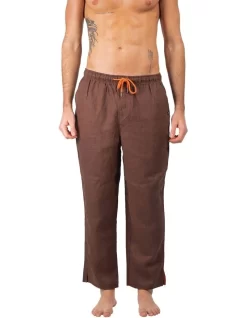 Linen Relaxed Fit Pants In Brown 12 Linen Relaxed Fit Pants In Brown -Men Clothing Store 958335490 4 2 720x928