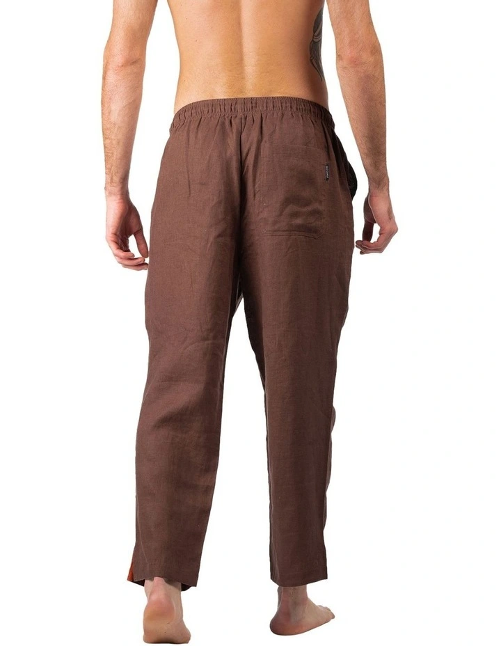 Linen Relaxed Fit Pants In Brown 8 Linen Relaxed Fit Pants In Brown - Image 6