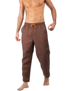 Linen Relaxed Fit Pants In Brown 15 Linen Relaxed Fit Pants In Brown -Men Clothing Store 958335490 7 1 720x928