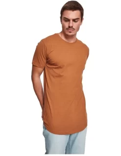 URBAN CLASSICS Shaped Long Tee In Toffee
