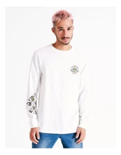Space Tripper Print Long Sleeve Tee In White