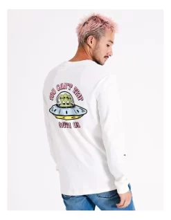 Space Tripper Print Long Sleeve Tee In White -Men Clothing Store 960255190 7 720x928