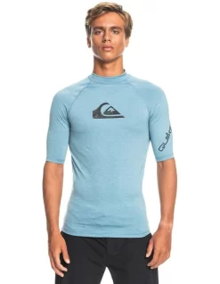 Quiksilver All Time Short Sleeve Rash Vest In Provincial Blue Heather
