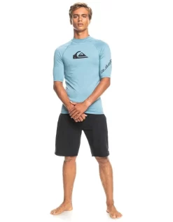 Quiksilver All Time Short Sleeve Rash Vest In Provincial Blue Heather -Men Clothing Store 960607810 4 720x928