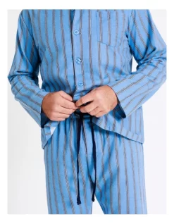 Essentials Long Sleeve Flannelette PJ Set In Stripe -Men Clothing Store 963387820 5 720x928