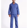 Essentials Long Sleeve Flannelette PJ Set In Denim -Men Clothing Store 963388270 1 720x928