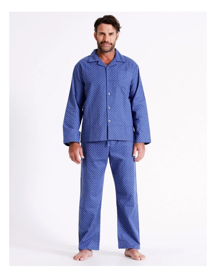 Essentials Long Sleeve Flannelette PJ Set In Denim 3 Essentials Long Sleeve Flannelette PJ Set In Denim