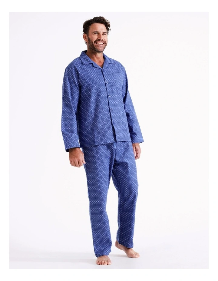 Essentials Long Sleeve Flannelette PJ Set In Denim 4 Essentials Long Sleeve Flannelette PJ Set In Denim - Image 2